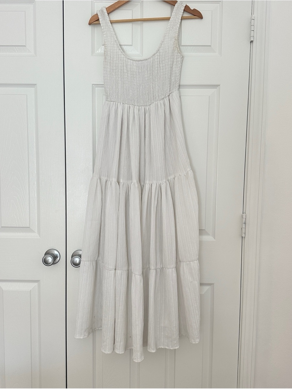 ASOS White Smocked Tiered Maxi Dress